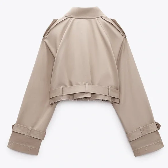 Zara Cropped Oversized Trench Coat Jacket - Picture 7 of 13